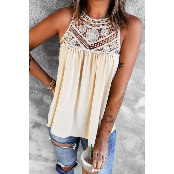 Azura Exchange  Apricot Crochet Lace Tank Top - Picture 6 of 6